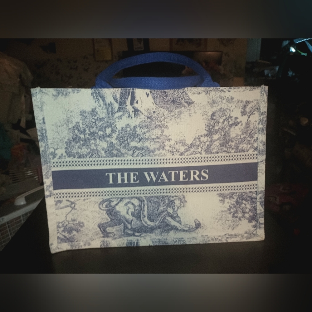 The Waters Blue and White Tole Tote Bag
